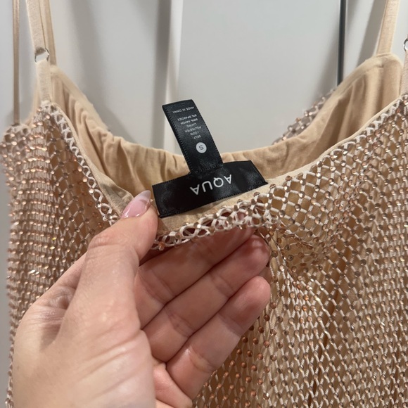 Full Rhinestone Gold Mini Dress - Picture 3 of 4